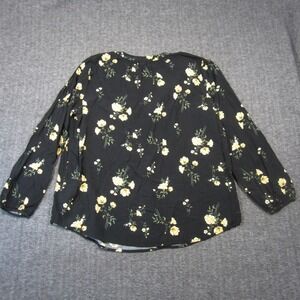 Old Navy Split Neck Peasant Top 2XL Tall Black Floral Whimsigoth Boho Cottage